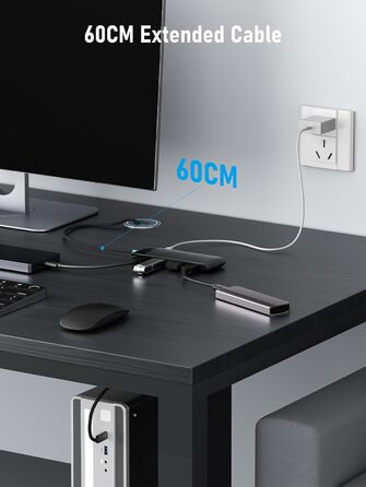 Lemorele USB-C док-станція: 4K HDMI, 4x USB 3.0/2.0, 100W PD, SD/TF, USB-C 3.0 - для MacBook, Dell, HP, Lenovo, Asus