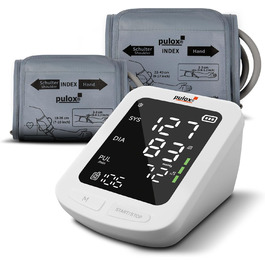 Pulox BP-100 Тонометр на плече з 2 манжетами - автоматичний вимірювач артеріального тиску з пам'яттю для 199 показників