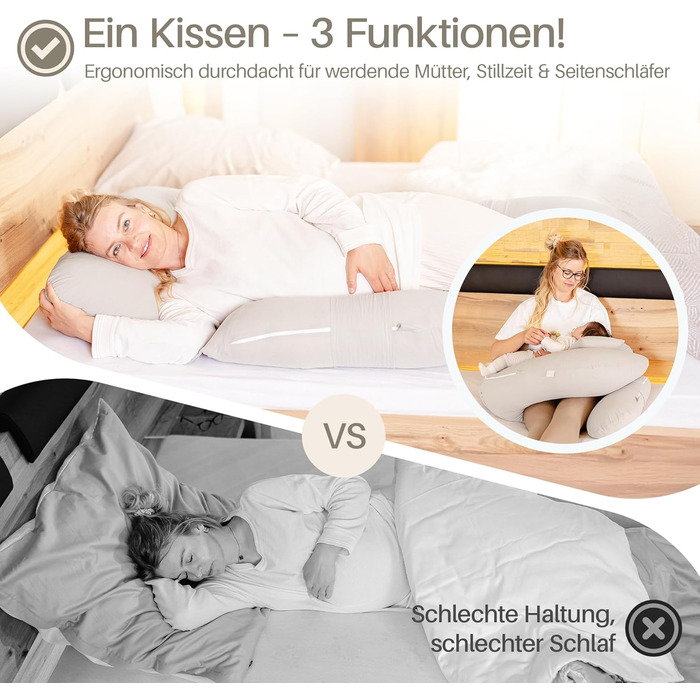 Подушка для вагітних та годування XL з піною Memory Foam, сіра. Подушка для сну на боку, бавовняний чохол, підтримка тіла