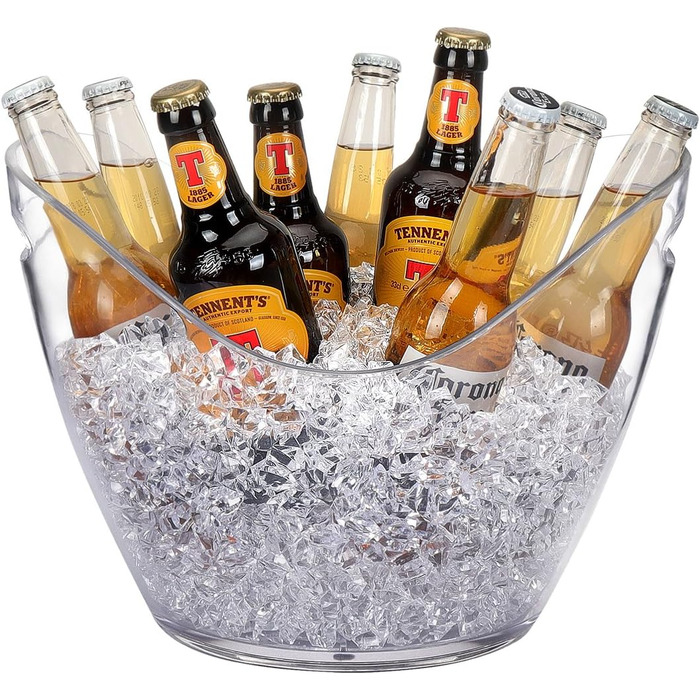 Емальований відро для шампанського 8L, відро для льоду, охолоджувач для вина та шампанського, велике відро для льоду, контейнер для фруктів та овочів (прозорий)