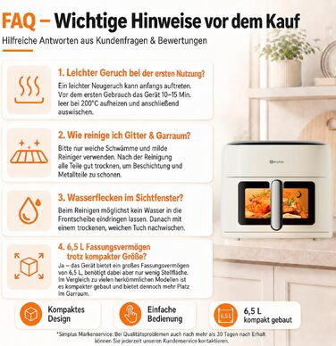 Аерофритюрниця SIMPLUS Airfryer XL 6.5 л з вікном та сенсорним керуванням, 1500 Вт, 10 програм, антипригарне покриття