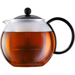 Bodum 1844-01 Чайник для заварювання чаю Ассам (сітовий фільтр, кришка з пластику, 1,0 літра) чорний