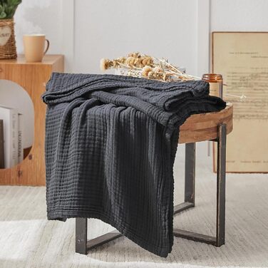 Плед EMME з 100% мусліну: м'який, дихаючий, великий, для дорослих, універсальний, бежевий (150 x 200 см)