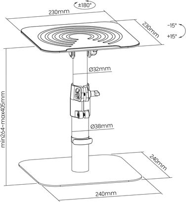 Підставка для колонок mywall HS31L: 2 шт., чорний колір, настільна, кут нахилу +/-15°, вантажопідйомність до 15 кг