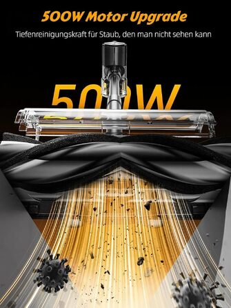 Акумуляторний бездротовий пилосос 55кПа/500Вт, з LED-дисплеєм, антисплутувальною щіткою та настінною зарядкою для килимів, твердих підлог та авто, чорний