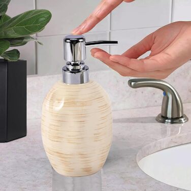 Набір для ванної кімнати на 3 предмети: органайзер з кераміки (тримач для зубних щіток, дозатор мила, мильниця), стильна декор у стилі бохо, мармурова текстура, бежевий колір