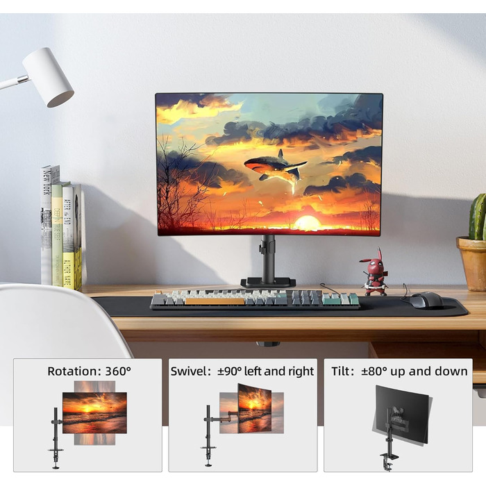 Кріплення для монітора Bracwiser: регульована підставка для LCD/LED моніторів 13-32 дюймів (до 10 кг), VESA 75x75/100x100, чорний