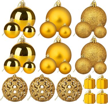 Набір прикрас для ялинки: ялинкові кулі Рожево-золоті, 100 шт., різні розміри (3см, 4см, 6см), пластикові