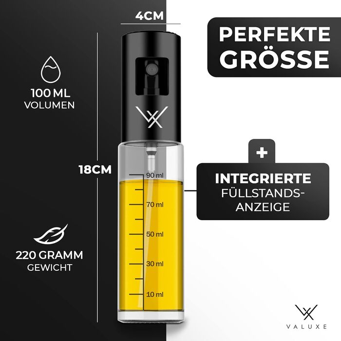 VALUXE® Розпилювач для олії з нержавіючої сталі та скла - 2 в наборі. Преміум пульверизатор для олії для кухні та приготування їжі