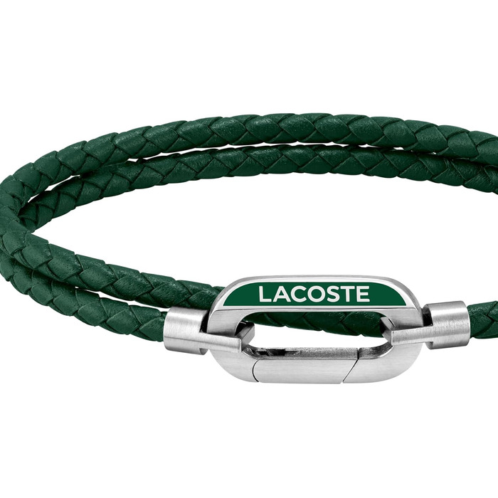 Браслет шкіряний чоловічий Lacoste STARBOARD зелений (синій, коричневий) - оригінал