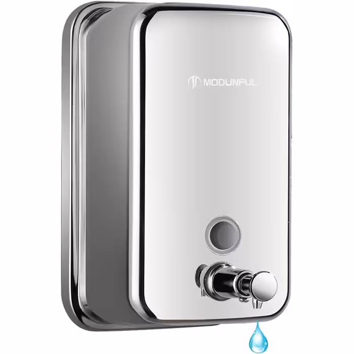 Modern Hand Soap Dispenser, Wall-Mounted Soap Dispenser Stainless Steel for Bathroom, 500 ml Manual Soap Dispenser, Liquid Soap Pump for Kitchen Polished