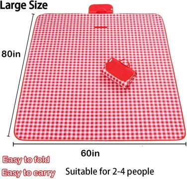 RUIBOLU Пляжний рушник/килимок для пікніка: великий, водонепроникний, швидковисихаючий, для 2-4 осіб, ідеальний для відпочинку на пляжі, кемпінгу, подорожей та пікніків (темно-синій у клітинку)