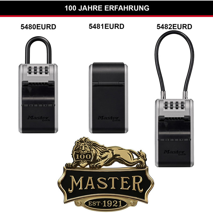 Master Lock Wall Mounted Outdoor Key Safe - XL with Shackle