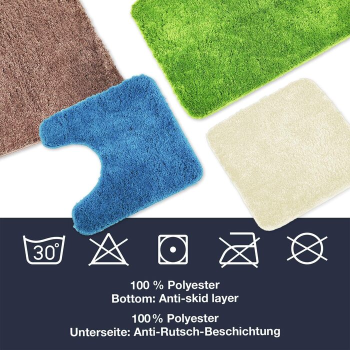 Килимок для ванної кімнати світло-блакитний WohnDirect - антиковзаюча, 50 x 80 см, комплект, пральна машина, 50 x 80 см