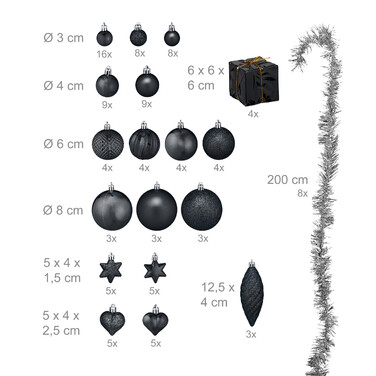 Relaxdays Christmas Baubles in a Set of 110