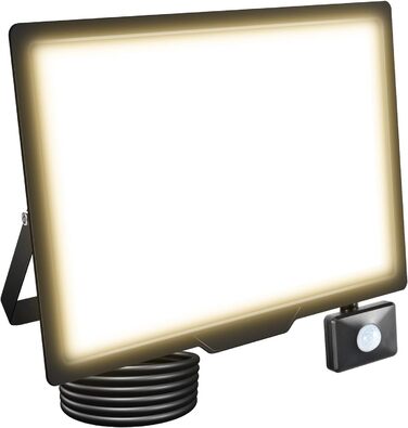 20000LM LED Spotlight Outdoor with Motion Sensor, LED Floodlight 6000K Cold White, IP66 Waterproof, LED Outdoor Spotlight Floodlight Floodlight for Garage, Hallway, Garden, Courtyards, Hotel, Sports Field (3500k Warm White, 200W)
