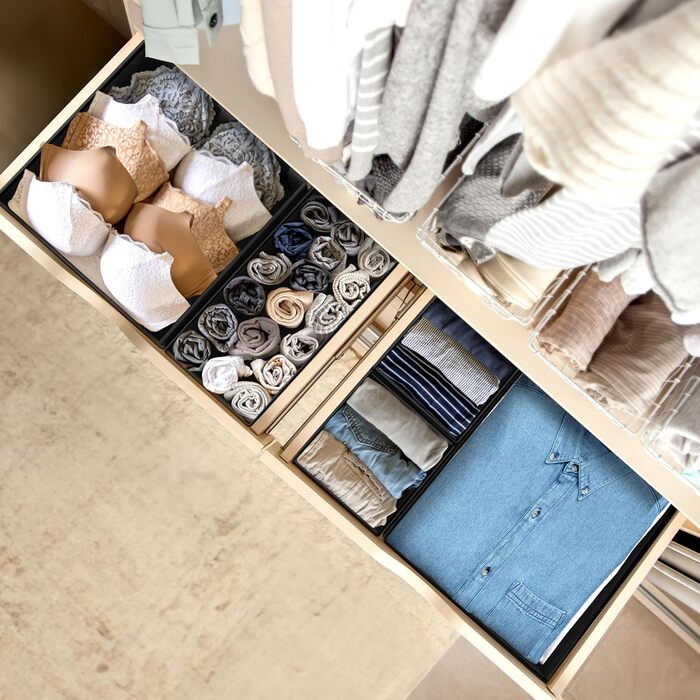 Simple Houseware Foldable Drawer Organizer for Clothes/Underwear/Panty/Jumpsuit, 12-Piece Set, Black