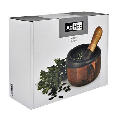 Набір для розмелювання AdHoc MO20 Mörser CRUSH, 2 частини: ступка та пестик, чавун/дерево