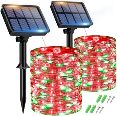 Сонячна гірлянда для вулиці BTfarm, 2 шт. по 15 м, 150 LED, IP65, вологостійка, мідний дріт, для саду, тераси, вечірки (тепле біле світло)