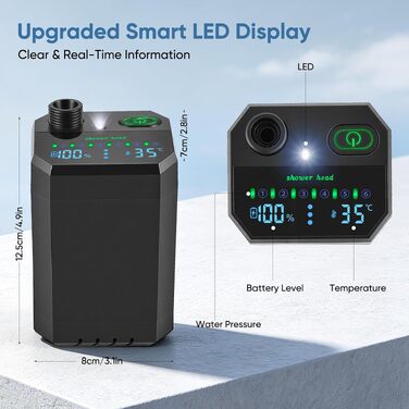 Портативний кемпінговий душ з акумулятором 6000mAh, електричним насосом, 6 рівнями тиску та відром на 20л