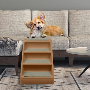 Сходинки для тварин Froadp: 4 сходинки, складані, для собак та котів, 60 см, з неслизькими сходинками, PP-пластик (колір: коричневий)