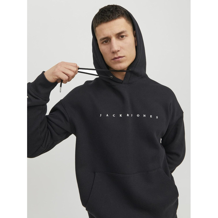 Чоловічий худі Jack & Jones JJestar JJ Sweat Hood, Relaxed Fit, чорний