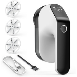 Електричний видальник ворсу з LED-індикаторами, USB, 2000mAh, 6-лезові клинки, 3 швидкості, для різних тканин (чорний, золотий)