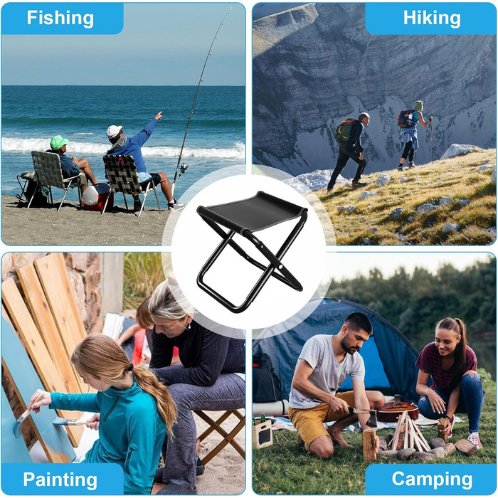Складаний туристичний стільчик для кемпінгу, риболовлі та відпочинку на природі, 30см, 150 кг, з сумкою, посилений сталевий каркас
