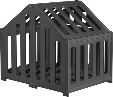 Будка для собак з дерева, клітка для собак із замком, вольєр для тварин, чорна (74 x 53 x 64 см)