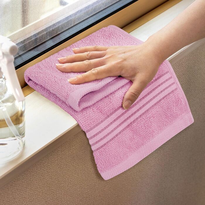 Набір розкішних махрових рушників для обличчя та тіла Utopia Towels, 100% бавовна, 30x30 см, м'які та гігроскопічні, колір Rose, 12 шт.