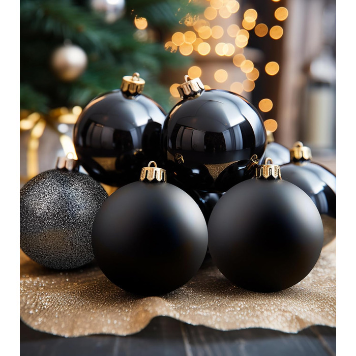 Набір прикрас на ялинку 36 шт. блакитні, ялинкові кулі, декор для ялинки, 6 см, чорний колір