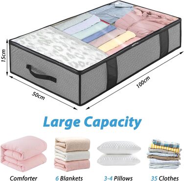 Коробки для зберігання під ліжком 90л (2 шт) - органайзери для постільних речей, одягу, ковдр