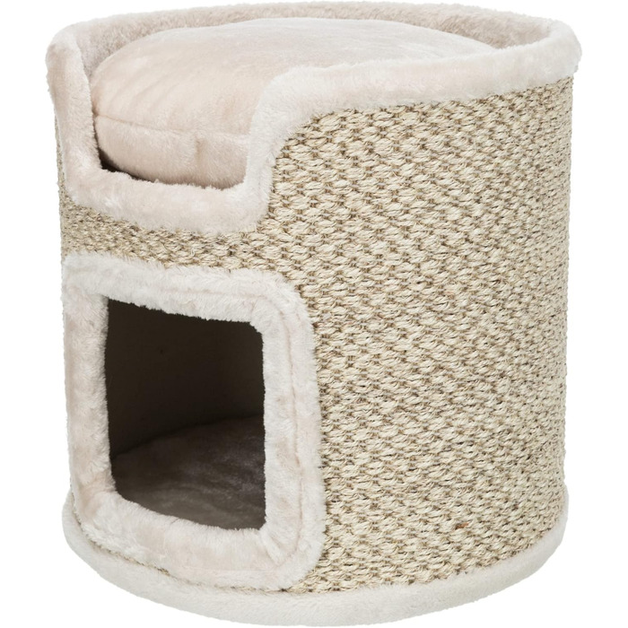 Котячий будиночок TRIXIE Ria, 37 см, сірий/натуральний – когтеточка для котів з лежаком, зручний та стабільний