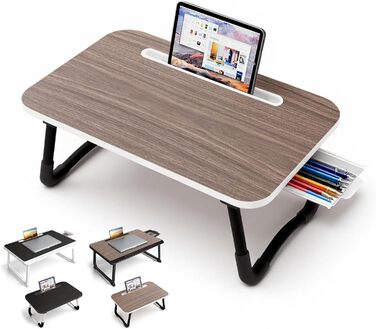 Стіл для ноутбука в ліжко, Laptoptisch для роботи та відпочинку, регульований піднос для ноутбука (48x30 см, коричневий)