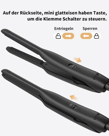 Випрямляч для волосся DSHOW для короткого волосся, 9 мм, 2-в-1 для бороди та чубчика, всі типи волосся (Чорний)