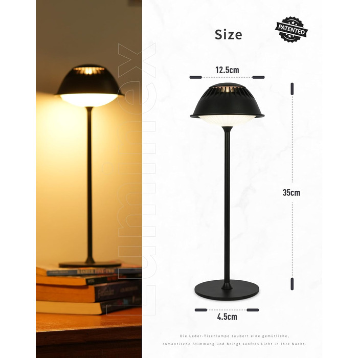 Світлодіодна настільна лампа бездротова LED для вулиці та дому, димована, з акумулятором 5200mAh, водонепроникна IP54, чорна (2 шт)