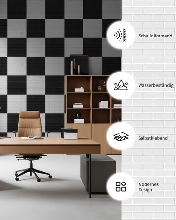 Акустичні панелі самоклеючі для звукоізоляції стін, 30x30x0.9 см, набір 8 шт, чорні — для студії звукозапису, геймерської кімнати та офісу