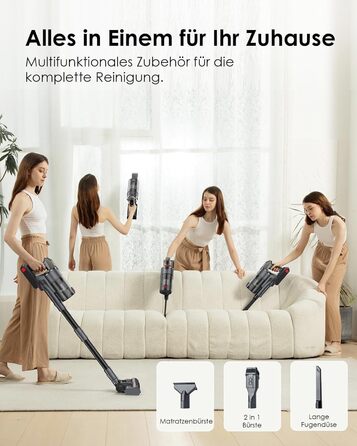 Бездротовий пилосос Linkifly A11: потужний акумуляторний пилосос, 600 Вт, 48 кПа, 60 хв роботи, технологія Anti-Tangle, для твердих підлог, килимів та плитки