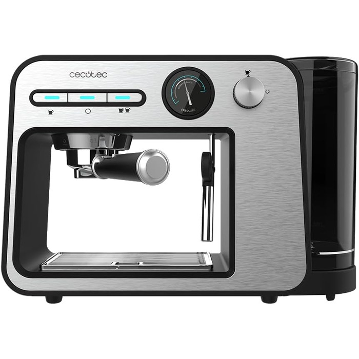 Кавоварка Cecotec Power Espresso 20 Square Pro, 1450 Вт, 20 бар, з ThermoBlock, парогенератором, знімним баком 1 л, підігрівом чашок, для еспресо