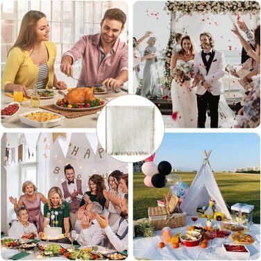Aiuuee 12-Piece Cloth Napkins 45x45cm, Cotton Napkins with Fringe, Washable Fabric Napkins for Tablecloths for Wedding Family Meals Parties Birthday and Table Decoration (Beige)