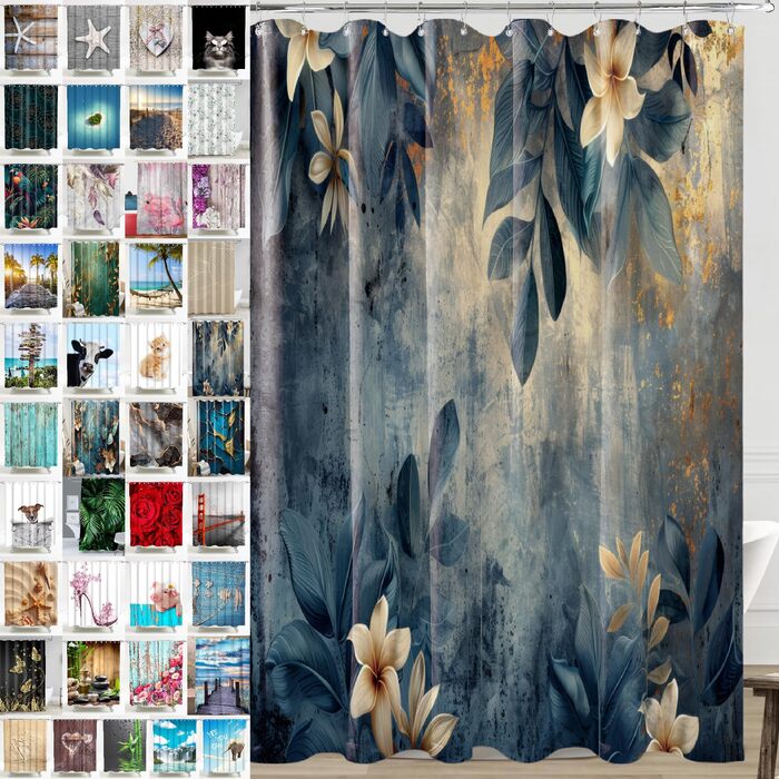 Штора для душу Sanilo Lilybud, водонепроникна, антигрибкова, з кільцями (12 шт.), преміум-якість