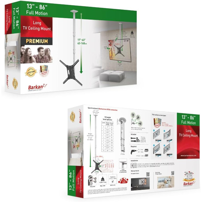 Кронштейн для телевізора Barkan Lange Weiß 13-75
