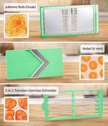 Набір для нарізання Genius Nicer Dicer Fusion Julietti 16 частин | Овочерізка, слайсер, м'ятно-зелений | Fusion V2