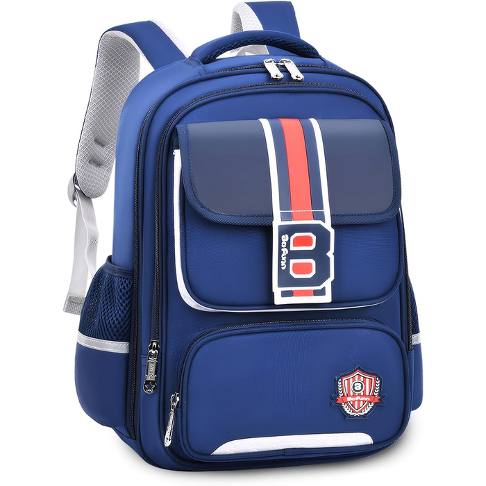 Шкільний рюкзак для хлопчика IvyH, 2-5 клас, 20 літрів. Ергономічний дитячий рюкзак для початкової школи, водонепроникний, 8-12 років, темно-синій/червоний