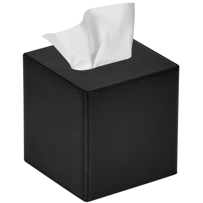 Стильна коробка для серветок квадратна, PU-шкіра, чорна. Організатор для ванної, спальні, кухні, офісу
