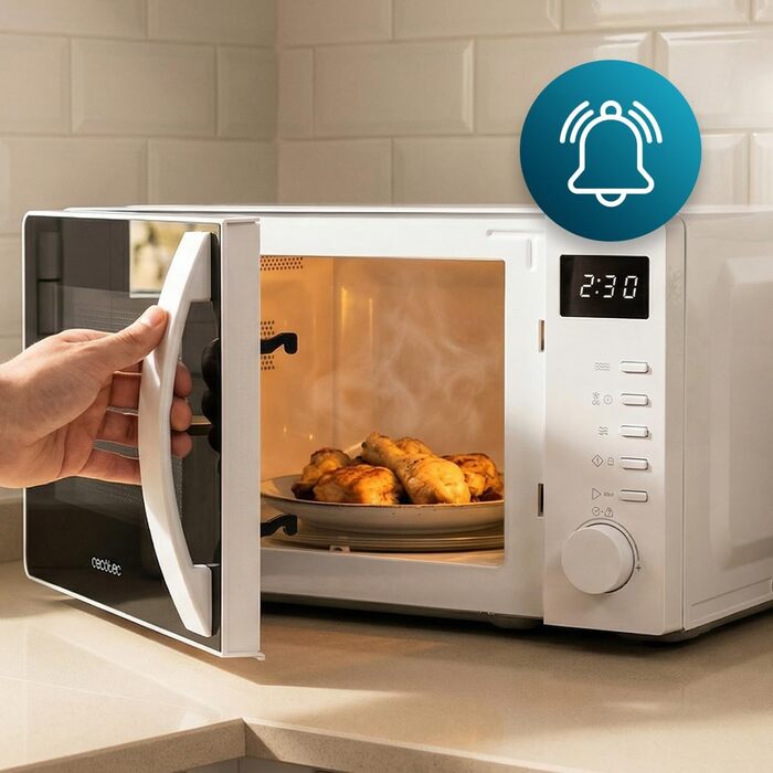 Мікрохвильова піч Cecotec Proclean 5105 біла, 20 л, з грилем, технологією 3DWave та функцією розморожування