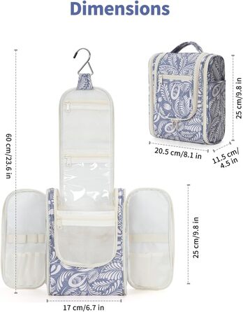 Косметичка для дорослих та дітей Narwey Klein - жіноча та чоловіча сумочка для туалетних аксесуарів (Blaues Blatt (Klein)) A-blaues Blatt S