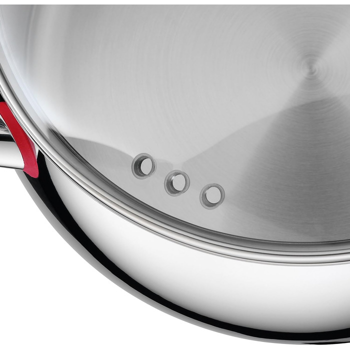 Велика каструля WMF Quality One 24 см з кришкою, отвір для пари, для індукції, 6,8 л, нержавіюча сталь Cromargan, полірована, без покриття