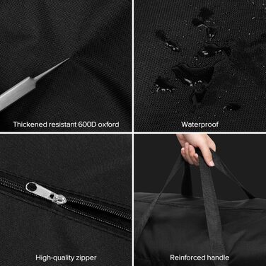 4 Pack Extra Large Travel Duffel Bag, Foldable, Waterproof, 600D Oxford Cloth, Durable Travel Bags for Men and Women, Strong Moving Boxes for House, Luggage Bags, Black, Travel