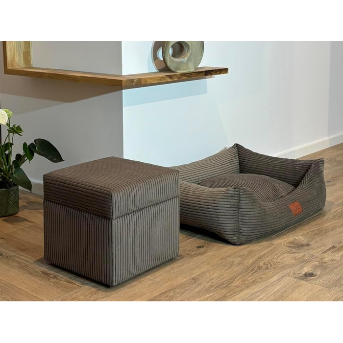 Ліжко для собак Leo4dog: зручне собаче ліжко з знімним, миючим покриттям (колір коричневий, розмір L 100x80)